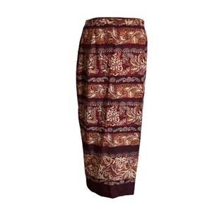 Vintage Sarah Chapman Rare Batik Print 100% Silk Wrap Skirt Luxury Women’s US 6